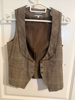 bryan's Brown Plaid Women's Tailored Vest